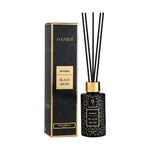 HOME SANCTUARY ESSENTIALS GIFT PACK – NATURAL BAKHOOR BLACK MUSK, NATURAL MUATTAR BLACK MUSK, NATURAL AIR FRESHENER BLACK MUSK, NATURAL REED DIFFUSER OUD