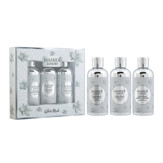 LUXURY WHITE MUSK 3 PC GIFT SET 95ML (BODY LOTION+ SHOWER GEL+ SHAMPOO & CONDITIONER)
