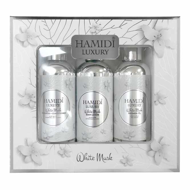 LUXURY WHITE MUSK 3 PC GIFT SET 95ML (BODY LOTION+ SHOWER GEL+ SHAMPOO & CONDITIONER)