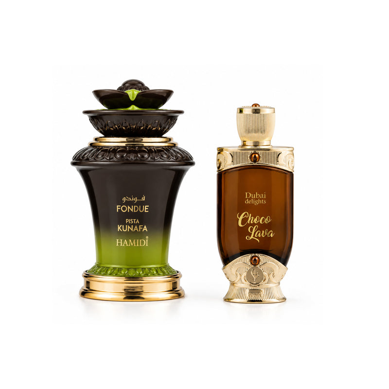 GOURMAND PERFECTION DUO GIFT PACK - FONDUE KUNAFA EAU DE PARFUM 100ML & DUBAI DELIGHTS CHOCO LAVA PERFUME 20ML