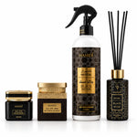 HOME SANCTUARY ESSENTIALS GIFT PACK – NATURAL BAKHOOR BLACK MUSK, NATURAL MUATTAR BLACK MUSK, NATURAL AIR FRESHENER BLACK MUSK, NATURAL REED DIFFUSER OUD