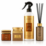 HOME SANCTUARY ESSENTIALS GIFT PACK - NATURAL BAKHOOR AMBER, NATURAL MUATTAR AMBER, NATURAL AIR FRESHENER AMBER, NATURAL REED DIFFUSER OUD